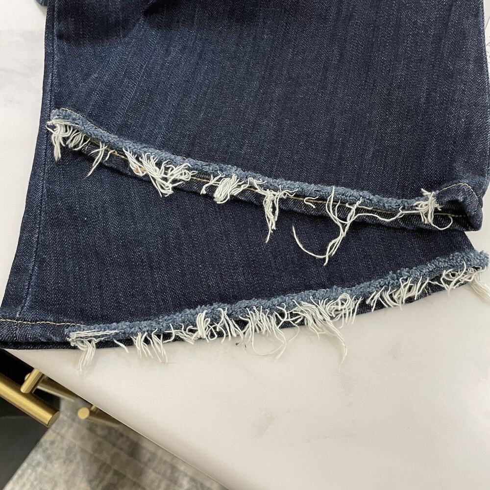 Paige Lou Lou Flare Mid-Rise Jeans Women Size 27 Blue Medium Wash Distress Denim - Picture 6 of 10